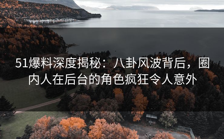 51爆料深度揭秘：八卦风波背后，圈内人在后台的角色疯狂令人意外
