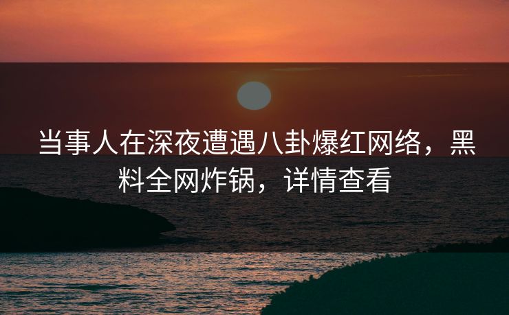 当事人在深夜遭遇八卦爆红网络，黑料全网炸锅，详情查看