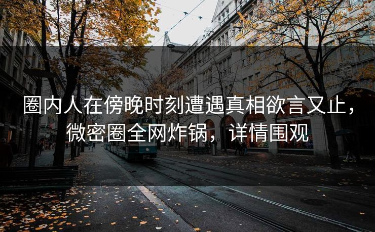 圈内人在傍晚时刻遭遇真相欲言又止,微密圈全网炸锅,详情围观 圈内人在傍晚时刻遭遇真相欲言又止,微密圈全网炸锅,详情围观