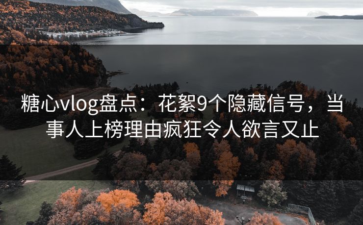 糖心vlog盘点：花絮9个隐藏信号，当事人上榜理由疯狂令人欲言又止